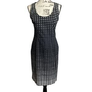 SELA Collection Sleeveless Sheath Dress Polka Dots Size M/6 Bodycon Stretch Midi